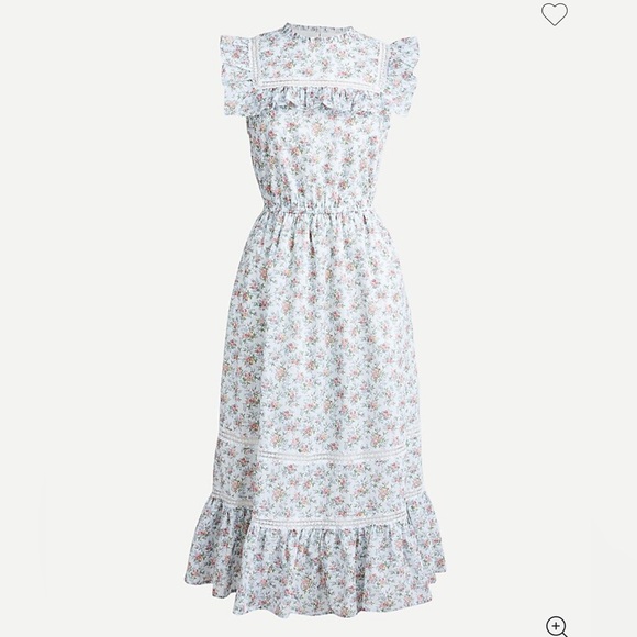 J. Crew x Liberty XXL Tiered Ruffle Dress Winding Roses  print Cottagecore - Picture 4 of 16